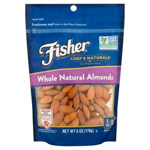 lot 1562 image: Fisher WHOLE NATURAL ALMONDS 6oz