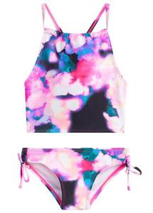 lot 1586 image: Kanu Surf Girls, Daisy UPF 50 Beach Sport Halter Tankini 2-Piece Swimsuit, Tropical Reef BlackPink, 10