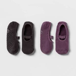 lot 1632 image: Solid Barre Liner Socks 2pk - BrownPurple - All In Motion Cotton, Nylon Yoga Accessories