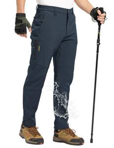 lot 1638 image: TBMPOY Mens Snow Pants Waterproof Winter Fleece Lined Hiking Ski Softshell Warm Cold Weather Gear Camping Essentials Cool Gray 34
