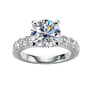lot 1641 image: AnuClub Moissanite Engagement Ring 4.3cttw D Color Round Cut 925 Sterling Silver Eternity Wedding Promise Anniversary Band Ring for Women Size 5