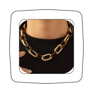 lot 1661 image: Asphire Punk Oval Link Chain Choker Necklace Chunky Acrylic Leopard Metal Connected Chain Necklace Vintage Statement Accessories for Women