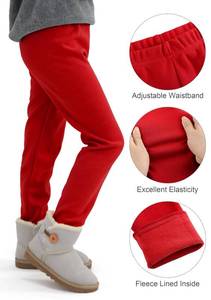 lot 1682 image: Cooraby Girls Cotton Fleece Lined Leggings Thick Thermal Pants Kids Basic Full Length Tights Winter Warm Clothes Red 7-8Y