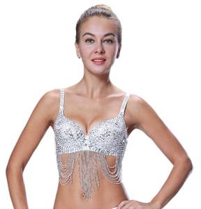 lot 1701 image: Mermaid Tops Women Silver Bra Sequin Diamond Bedazzled Beyonce Renaissance Tour Outfit Concert Sparkly Halloween Costume B Cup