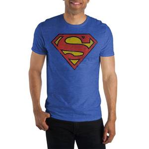 lot 1738 image: Superman S Super Logo Mens Blue T-Shirt Tee Shirt-Large