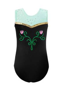 lot 1753 image: HOZIY Black Leotards for Girls Gymnastics Spandex Sleeveless 4t 5t Aqua Blue Lace Sequins Sparkly