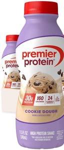 lot 1757 image: Premier Protein Shake, Cookie Dough, 30g Protein, No Added Sugar, 24 Vitamins & Minerals to Support Immune Health, 11.5 fl oz, 4 Pack (BB SEP.25.25)