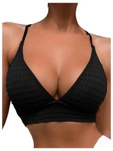 lot 1785 image: SOLY HUX Womens Criss Cross Lace Up Back Bikini Top Swimsuit Bathing Suit Tops Plain Black Medium