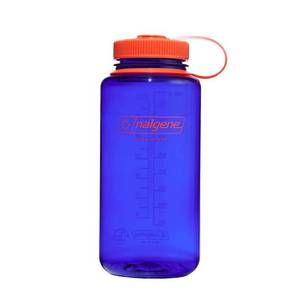 lot 1791 image: Nalgene 32 fl oz Plastic Wide Mouth Water Bottle - Blue Portable Drinkware, Recycled Content