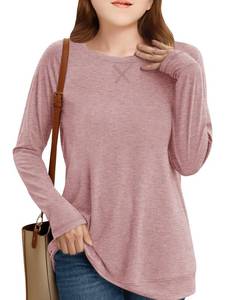 lot 1795 image: Girls Long Sleeve Shirts Cute Crew Neck Tshirts Kids Fall Back to School Tops Soft Clothes Size 10-12 Pink