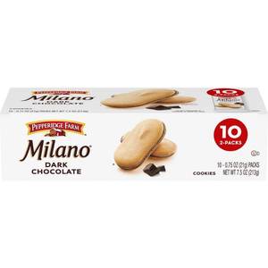 lot 1827 image: Milano PEPPERIDGE FARM COOKIES Dark chocolate 10-2 packs (BB 03.23.25)