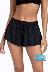 lot 1836 image: Beautikini Period Swim 2-in-1 Shorts Menstrual Leakproof Bathing Suit Bottoms Flowy Athletic Skirt for Teen Girls Black L