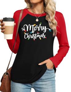lot 1845 image: ELDPS Christmas Shirts for Women Merry Christmas Shirt Xmas Tree Tshirt Holiday Long Sleeve Plaid Tops Blouse, L