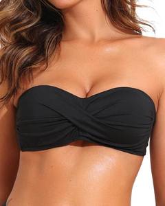 lot 1874 image: Tempt Me Women Black Twist Bandeau Bikini Top Strapless Swimsuit Top Only S