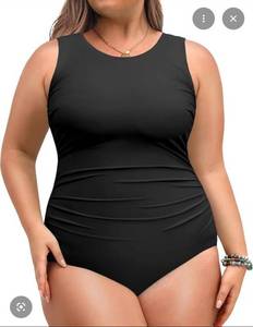 lot 2004 image: Black Plus Size One Piece Swimsuit with Tummy Control 18W