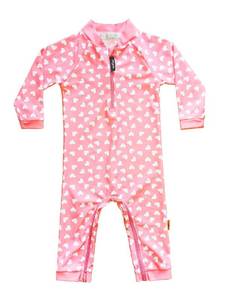 lot 2023 image: weVSwe Baby Toddler Sun Protection Rash Guard One Piece Pink Heart Girls Swimsuit Crotch Zipper for Easy Diaper Changes Newborn 0-6M