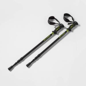 lot 2094 image: 2pk Adjustable Trekking Poles Black - All In Motion Aluminum, Rubber Handles - Retail $25