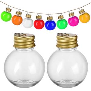 lot 2156 image: TEHAUX 10 Pack Christmas Booze Balls 50ml Clear Light Bulb Drink Ornaments with Gold Hanging Caps, Fillable Plastic Shot Bottles for Tree Decorations, Party Drinks DIY Gifting