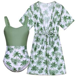 lot 2233 image: Funnycokid Girls One Piece Swimsuits Size 10 12 Bathing Suit Cover up Swim Suits Tropical Palm Tree Ruffle Hawaiian 12Y