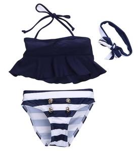 lot 2239 image: Babieshouse Toddler Infant Baby Girl Swimsuit Leopard Ruffle Swimwear Bikini Tankini Sunsuit 2Pcs Summer Bathing Suit (Navy Blue, 4-5T)