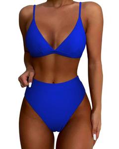 lot 2249 image: SUUKSESS Women Sexy High Waisted Two Piece Bikini Sets Triangle High Cut Swimsuit Push Up Bathing Suit (Royal Blue, L)