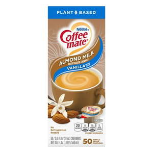 lot 2272 image: Coffee mate Plant Based Almond Milk Vanilla Non-Dairy Creamer  0.375 fl oz  50 Tubs