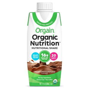 lot 2278 image: 4 Pack ORGAIN CREAMY CHOCOLATE FUDGE ALL-IN-ONE NUTRITIONAL SHAKE 11 OZ CARTONS