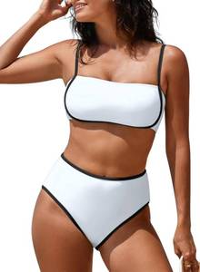 lot 2285 image: Pink Queen 2026 Womens High Waisted Bikini Sets Two Piece Swimsuit Color Block High Cut Bathing Suits Beach White M