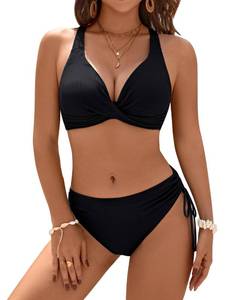 lot 2288 image: Blooming Jelly Womens Bikinis Sets Push Up Two Piece Bathing Suit Criss Cross Fixed Cup Swim Suit Cheeky Bikini Swimsuit(M,Black)