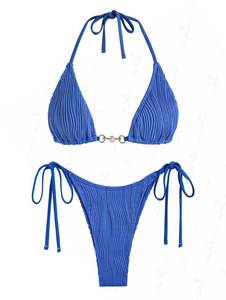 lot 2315 image: ZAFUL Bikini Sets for Women 2025 Halter Two Piece Swimsuits Sexy Triangle Bikinis Cheeky Bathing Suit Medium