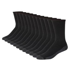 lot 2327 image: Hanes mens Max Cushion Socks, Available in 6 and 12-pair Pack Crew Sock, BlackGrey Foot Bottom, 12 US