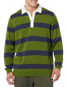 lot 2374 image: Amazon Essentials Mens Rugby Sweater, Olive Stripe, X-Large