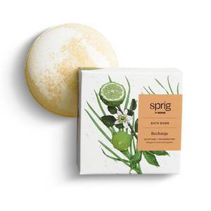 lot 2392 image: Pack of 4 Sprig by Kohler Bergamot  Lemongrass Bath Bomb, Hypoallergenic, Made with Natural Botanicals &amp Premium Skincare Ingredients (Shea Butter, Coconut Oil, &amp Kaolin Clay) to Uplift and Energize - Recharge - Retail $40