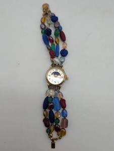lot 674010 image: Colorful Multistrand Beaded Band Watch Bracelet  Sky Moon Fashion Watch