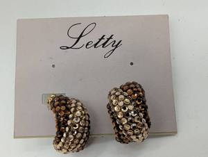 lot 674025 image: Letty Brand Sequined Hoop Earrings