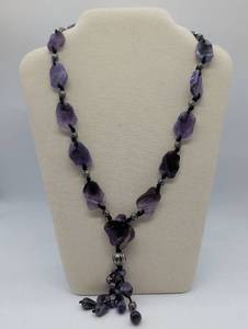 lot 674030 image: Coldwater Creek Purple Amethyst Stone Necklace with Metal Beads