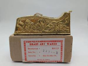 lot 674040 image: Ornate Brass Tape Dispenser with Floral Embossed Design