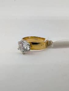lot 674044 image: Gold Plated Solitaire Engagement Ring with Clear Stone