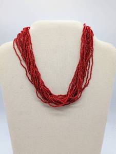 lot 674047 image: Red Multi-Strand Beaded Necklace