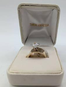 lot 674051 image: Tara Vanessa Gold Plated Engagement Ring with Cubic Zirconia Stone Size 7