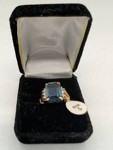 lot 674052 image: Gold Plated Blue Topaz Statement Ring Size 5