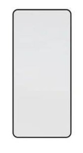 lot 11430 image: Glass Warehouse 22 in. W x 48 in. H Stainless Steel Framed Radius Corner Bathroom Vanity Mirror in Black