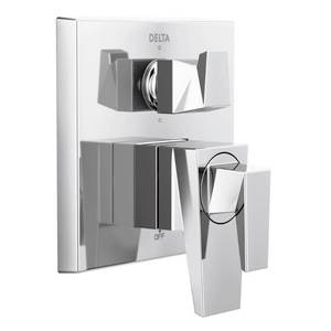 lot 11323 image: Trillian 2-Handle Wall-Mount 6-Function Diverter Valve Trim Kit in Lumicoat Chrome (Valve Not Included)