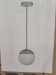 lot 11324 image: Eclipse Hanging Pendant Light Fixture Brass Frosted White Globe