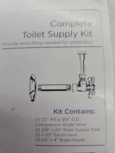 lot 11337 image: Complete Toilet Supply Kit with Compression Angle Valve and Basin Supply Tube