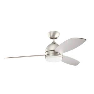 lot 11386 image: Kichler 330002 Vassar 52  3 Blade Led Indoor Ceiling Fan - Nickel