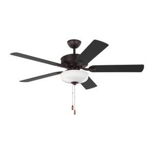lot 11391 image: Linden 52 in. Transitional Indoor Bronze Ceiling Fan with BronzeAmerican Walnut Reversible Blades and LED Light Kit