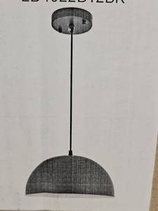 lot 11399 image: Forte Hanging Pendant Light Black Dome Fixture