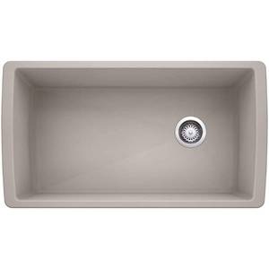 lot 11413 image: Blanco 441767 Diamond 33-12  Undermount Single Basin Silgranit Kitchen Sink - Gray