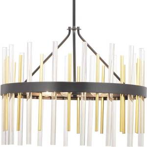 lot 11420 image: Progress Lighting P400176 Orrizo 6 Light 24  Wide Drum Chandelier - Black